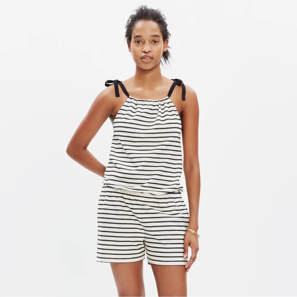 [Madewell] Black and White Striped Romper